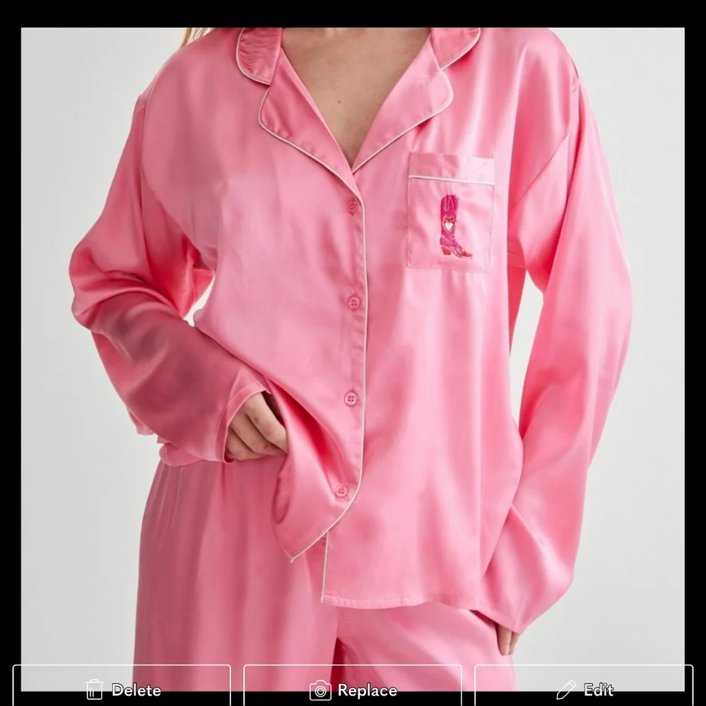 Nasty Gal Satin Embroidered Western Boot Pajama Set Sze 4 & Size 10